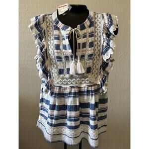 DRA Womens Top La Habana Cascading Ruffles XSmall New